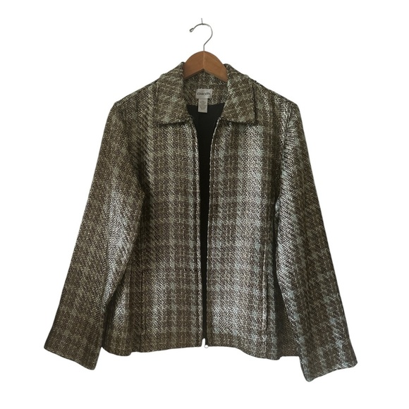 Chico’s Metallic Shacket Blazer Versatile Suit Jacket sz L (2) - Picture 1 of 13